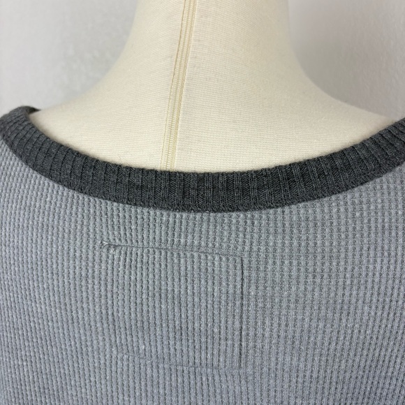 We the Free by FP Thermal Waffle Knit Top "FREEDOM" Size S Gray Grunge Knit - Picture 10 of 17